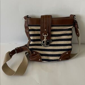 Chaps Navy Striped Crossbody